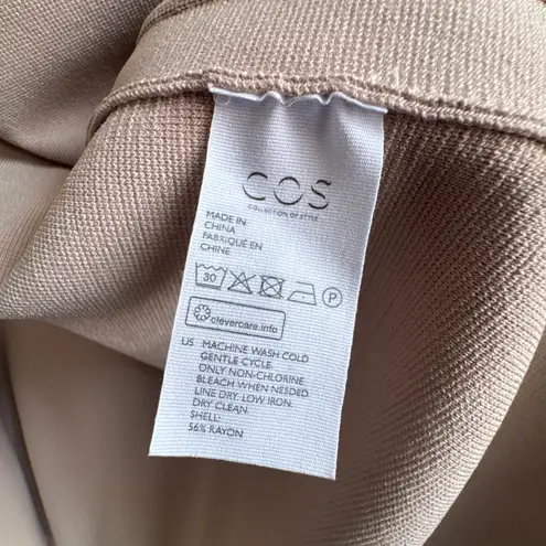 COS Long Structured Knit Jacket Beige Open Front Coatigan