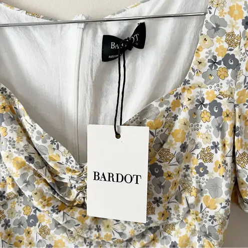 Bardot Mini Dress Cindy Sweetheart Neck Yellow Floral Print NEW Size XS/4