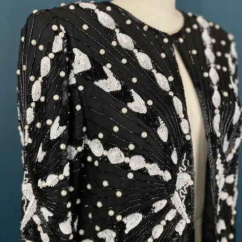 Vintage 80s/90s Silk Beaded Sequin Jacket Black
