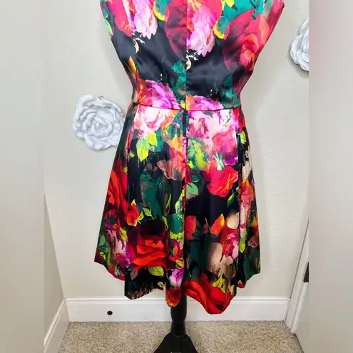 Boston Proper Fit & Flare Jungle Rose Print Sleeveless Dress in Size 12