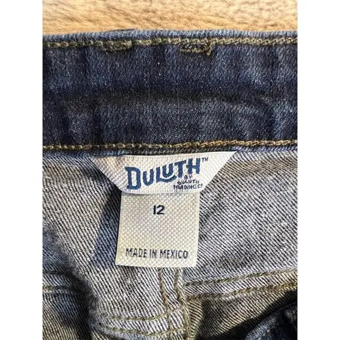 Duluth Women's High Rise Tapered Jeans Size 12 Blue Dark Wash Stretch