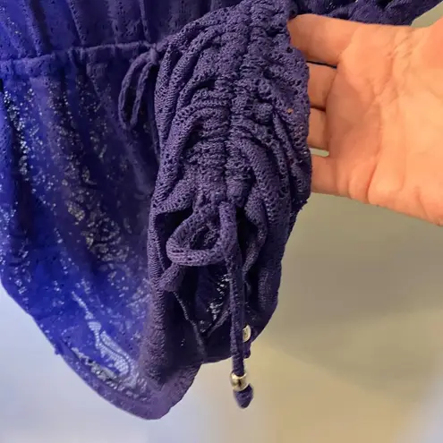 Catalina Purple Lace Beach Swimsuit Cover-Up~ Drawstring Ruched Sides~ L