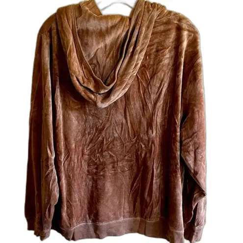 Vintage Y2K Velour Track Jacket Hoodie Tan Beige Neutral 3X