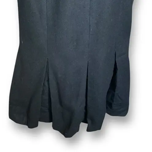 Vintage SK & Company Black High Waist Wool Blend Midi Skirt Pleated Trumpet Hem Size 12