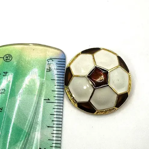 Vintage estate enamel soccer ball brooch pin
