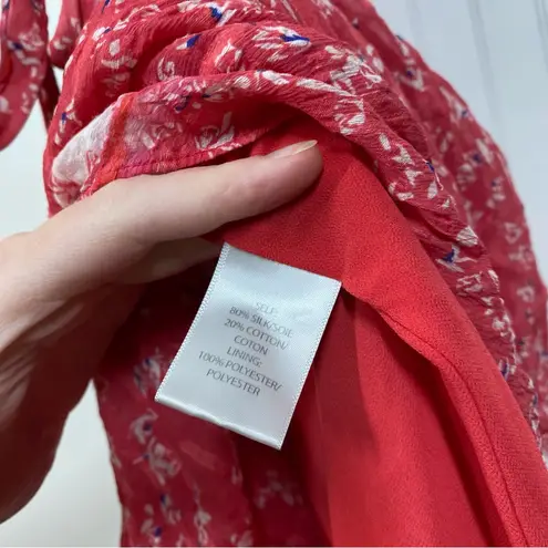 Tanya Taylor Tanya Taylor Blaire Wrap Dress Floral Silk Cotton Ruffle Flutter Sleeve Midi