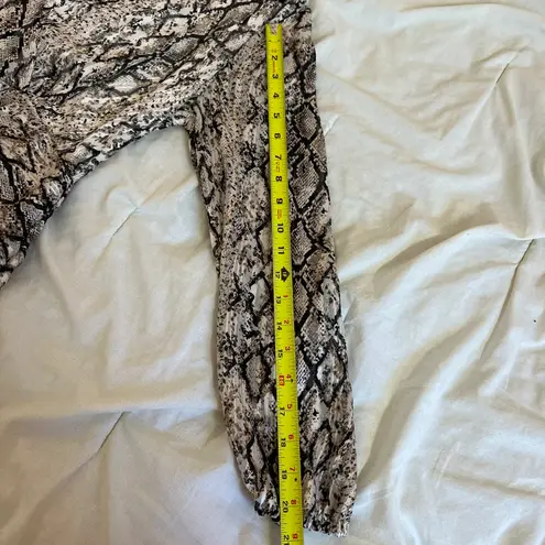 Y2K Snake Print Plunge Neckline Gray Animal Pattern Mini Dress Size Medium Tan