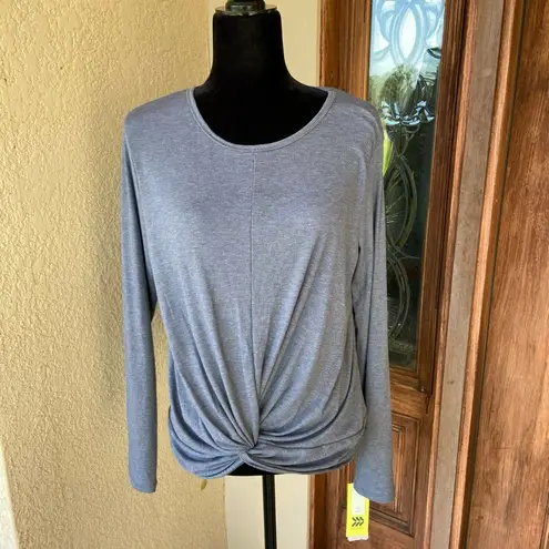 All In Motion  Womens Top Size XXL Long Sleeve Twist Front T-Shirt Gray NEW