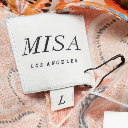 MISA Los Angeles “Sari” Balloon-Sleeve Floral Cotton Mini Dress | L | NWT