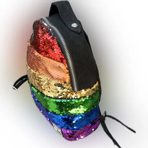 Madden Girl  Rainbow Flip Color Change Sequins Mini Backpack with Black Straps