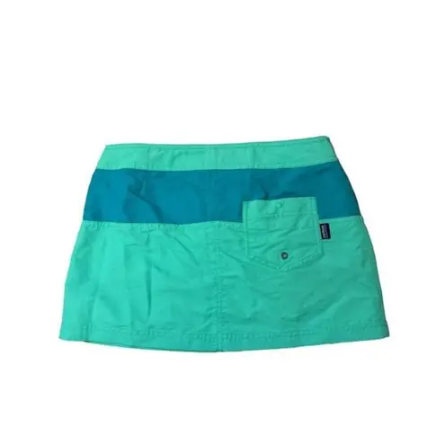 Patagonia  Womens Sz 6 Board Skirtie Swim‎ Mini Skirt Blue Green Nylon Hiking