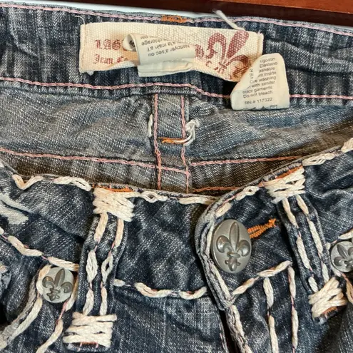 Laguna Beach Jean Co Womens Bootcut Jeans Embellished Fleur de Lis Pockets Sz 25 Blue