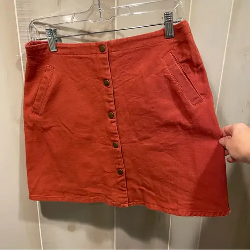 Miami Cute terra cotta snap front mini skirt pockets 
