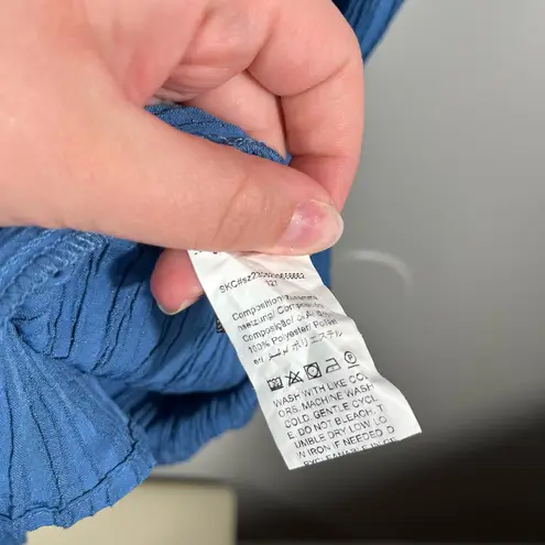 SheIn  Curve Blue Textured Stripe Button Down Tiered Babydoll Dress Plus Size 1XL thumbnail 5