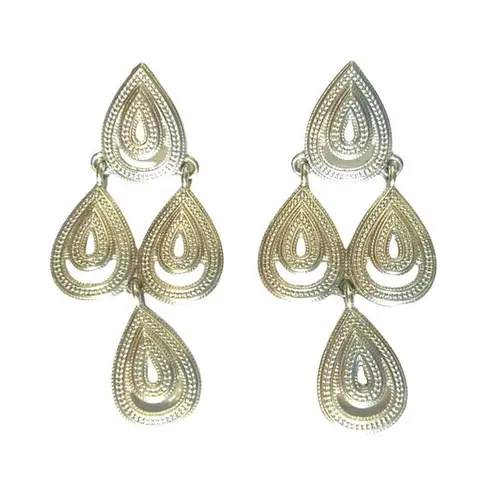 Sterling Silver Vintage Chandelier Teardrop Boho Dangle Earrings  Plated Post