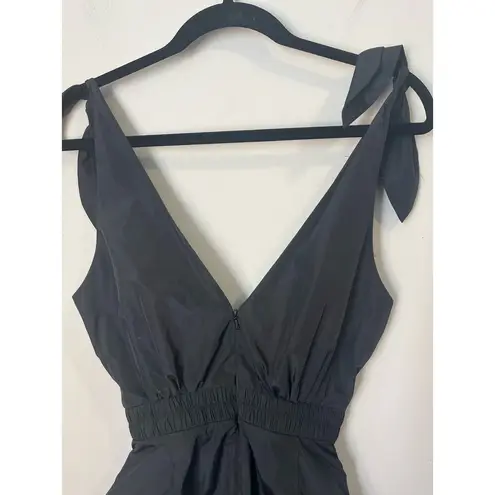 Alice McCALL Bon Bon Bow Cutout Playsuit Romper Black Satin Shoulder Ties sz. 2
