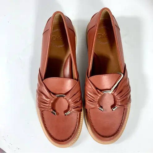 Chloé Chloe C Flat Loafers Terracotta Red Size 39 NEW