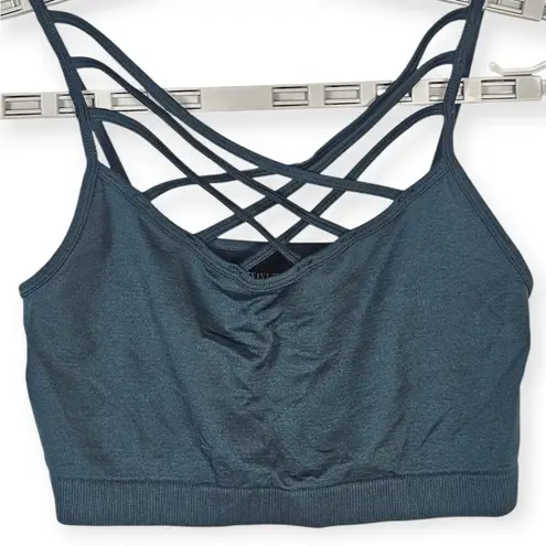 Zenana Outfitters Crisscross Back Dark Teal Sports Bra S Nylon/Spandex