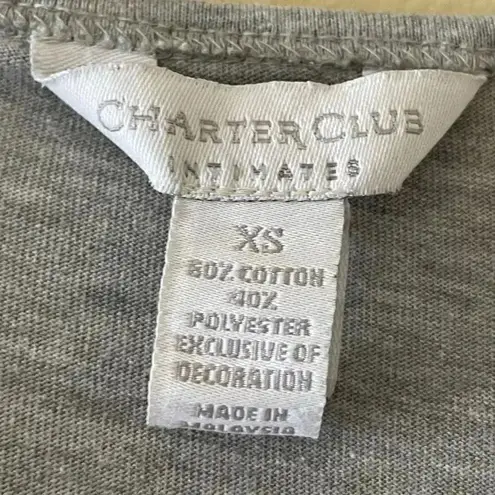 Charter Club Intimates Gray V-Neck Long Sleeves Cozy Cotton Pajama SZ XS # 1371