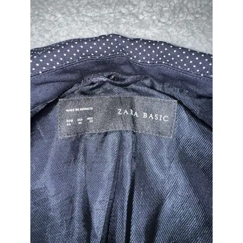 ZARA  Blazer Women XL Polka Dot One Button Business Casual Formal Academia Jacket