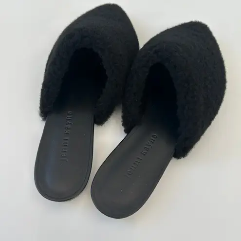 Jenni Kayne NWT Shearling Black Mules Slide On Shoes - Brand New - Size 38