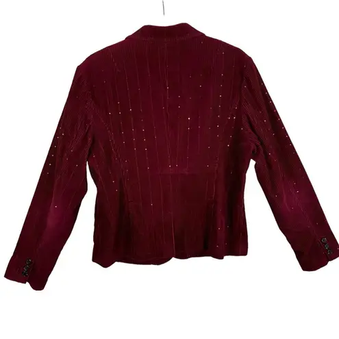 American Eagle  Burgundy Maroon Single Breasted Corduroy Sequin Blazer Size XL