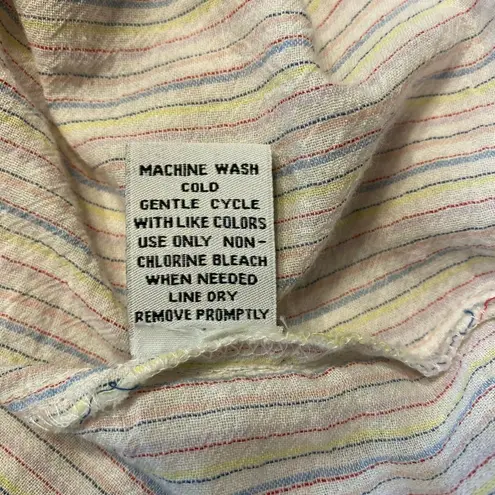 Hippie Laundry Top Women Large Stripe 3/4 Wide Bell Sleeve Ruffle Slight Cropped