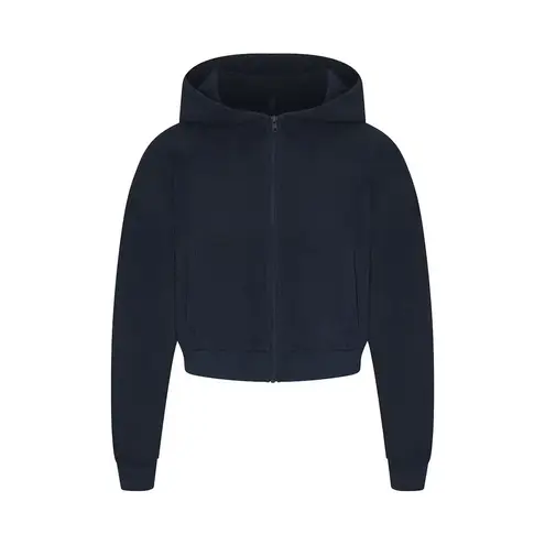 SKIMS Heavy Waffle Cropped Zip Up Hoodie Navy Size Large