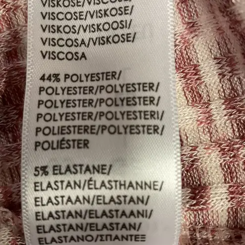 Liverpool Los Angeles Womens Space Dyed Pink V-Neck Short Sleeve Knit Top Sz L