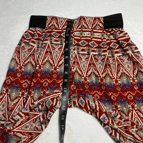 Women's Mid Rise Tribal Print Woven Pants Size XS Colorful Indie Y2K Boho Casual Red