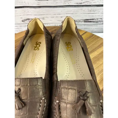 Women's SAS Brown Alligator Print Loafers 11.5