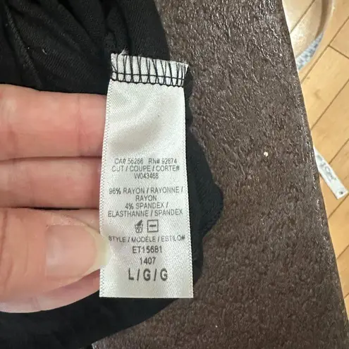 Ella Moss Asymmetrical Drape Wrap Front Top Black Size Large