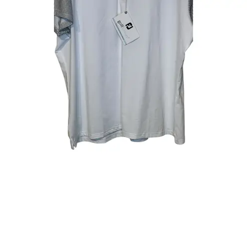 FootJoy Womens Shirt SS Lisle Golf Dot Print Yoke Monterey Country White 2XL NWT