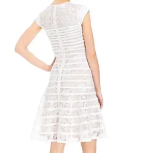 Alfani Illusion Lace Cap Sleeve Fit And Flare Dress