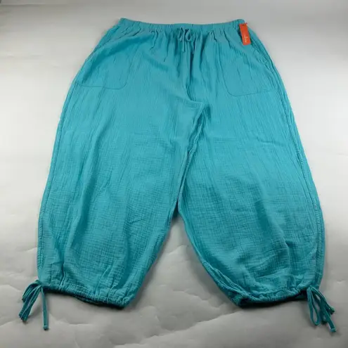 Colsie Bright Turquoise Cotton Gauze Wide Leg Lounge Pant XL New Blue