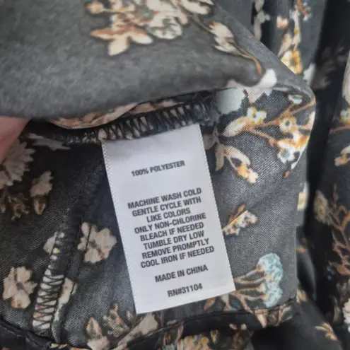 True Craft  Gray Floral Mini Dress Long Sleeve Boho Polyester Size XL
