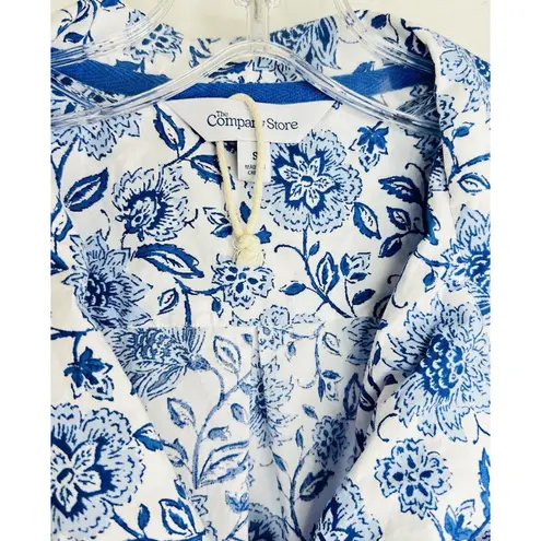 The Company Store Nightshirt Small Cottagecore Button Front Cotton Nightgown Blue