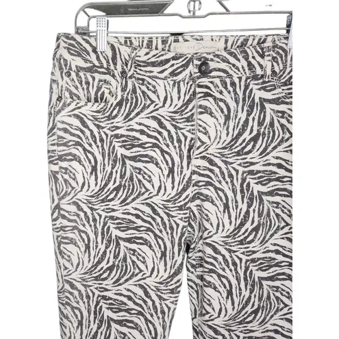 C Est. 1946 Denim Skinny Cropped Pants Capri Zebra Print Womens Contemporary 14