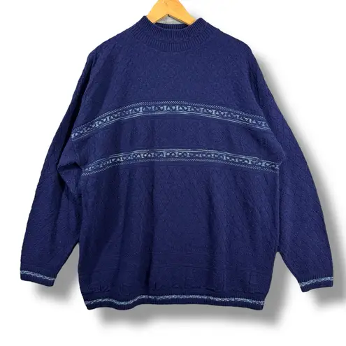 Vintage Spunky Made in USA Blue Knit Striped Sweater One Size/ Large