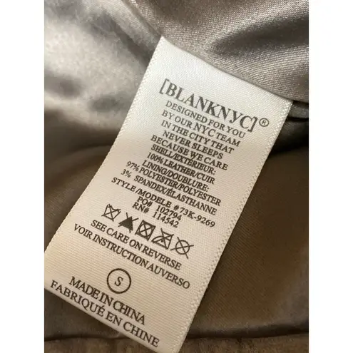 BlankNYC Beige Tan 100% Leather Suede Long Sleeve Zip Up Biker Moto Jacket Sz S