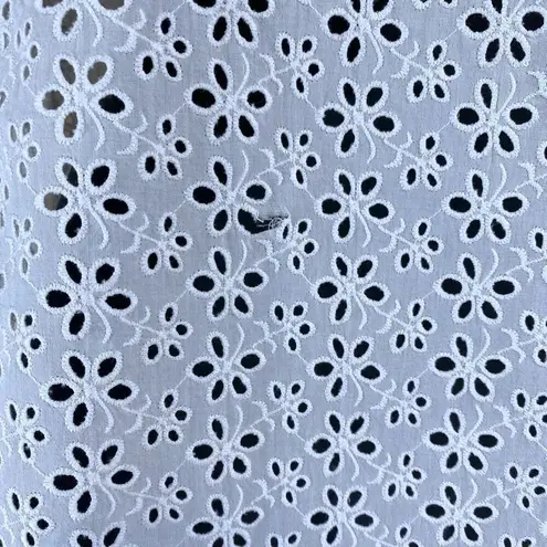 Tory Burch  Ivory Eyelet Patchwork Button Down 3/4 Sleeve Shirt - Image 9