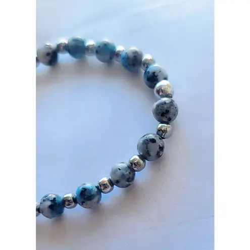 Handmade K2 Jasper/Raindrop Azurite 6mm dainty beaded bracelet