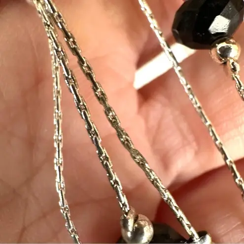 Alfani very long silver tone and black beaded necklace