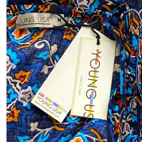 NWT ~ YOUNG USA Blue Bohemian Paisley Wrap Front Boho Romper ~ Women's MEDIUM