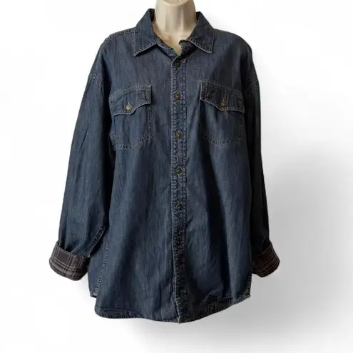 st. john's bay Vintage  Flannel Lined Denim Shacket