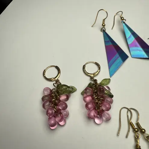 Dangle Drop Pierced Earrings Lot Of 6 Mostly Bead / Beaded Variety