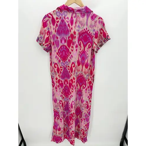 Soft Surroundings Palace Pink Printed Short Sleeve Maxi Dress Women's Size Small