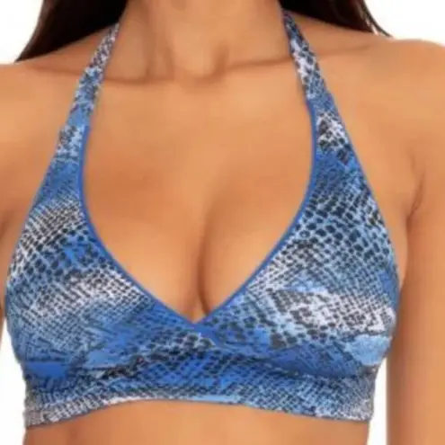 Becca NWT Untamed Reversible Halter Bikini Top Multicolor Snake Print S