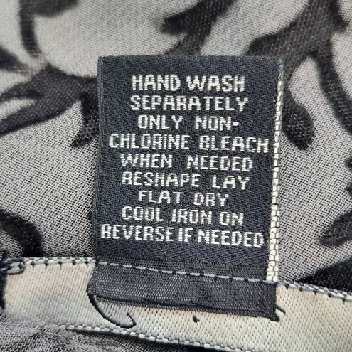 Cejon Black and Gray Textured Wrap One Size Sheer Scarf with Black Leaf Pattern