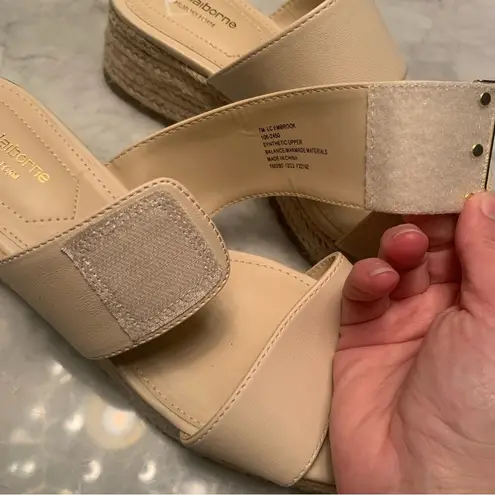 Liz Claiborne  Embrook Espadrille Slide Sandals Cream Woven Size 7 Memory Foam thumbnail 3